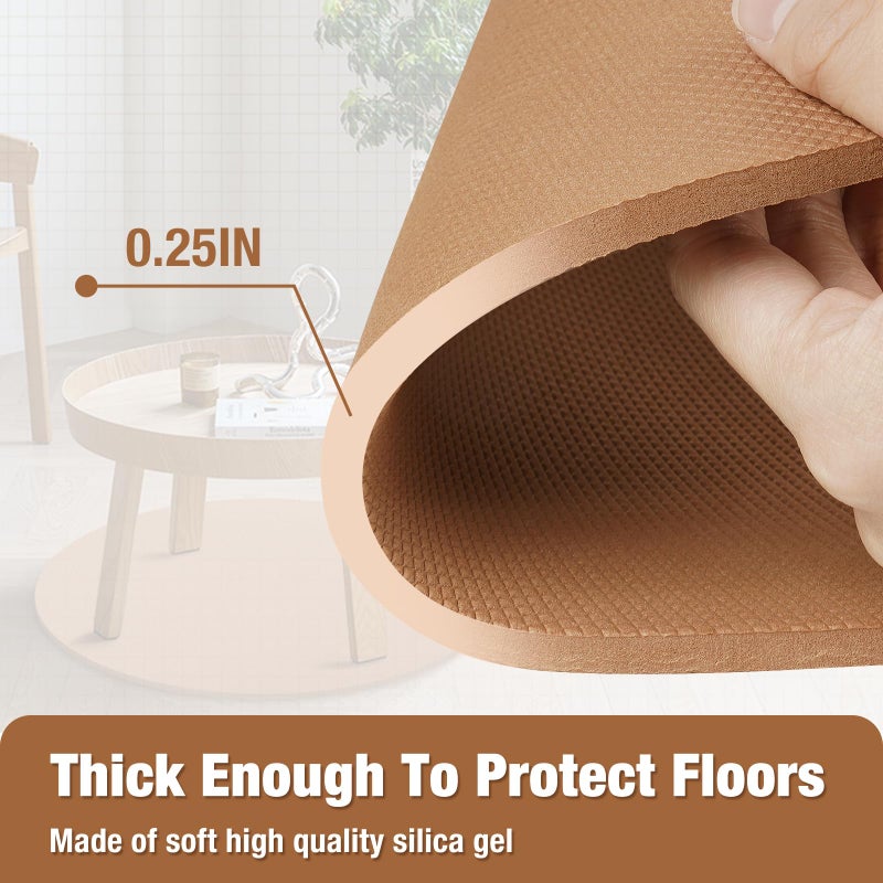 3 BUZZLETT Round Recliner Non Slip Double-Sided Rubber Furniture Pad - Round Floor Rubber Mat for Recliners Protects Hardwood & Tile Floors from Scratches  Coffee - Image 3